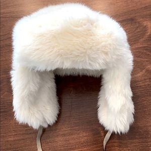 Baby fur “trapper” winter hat with ties